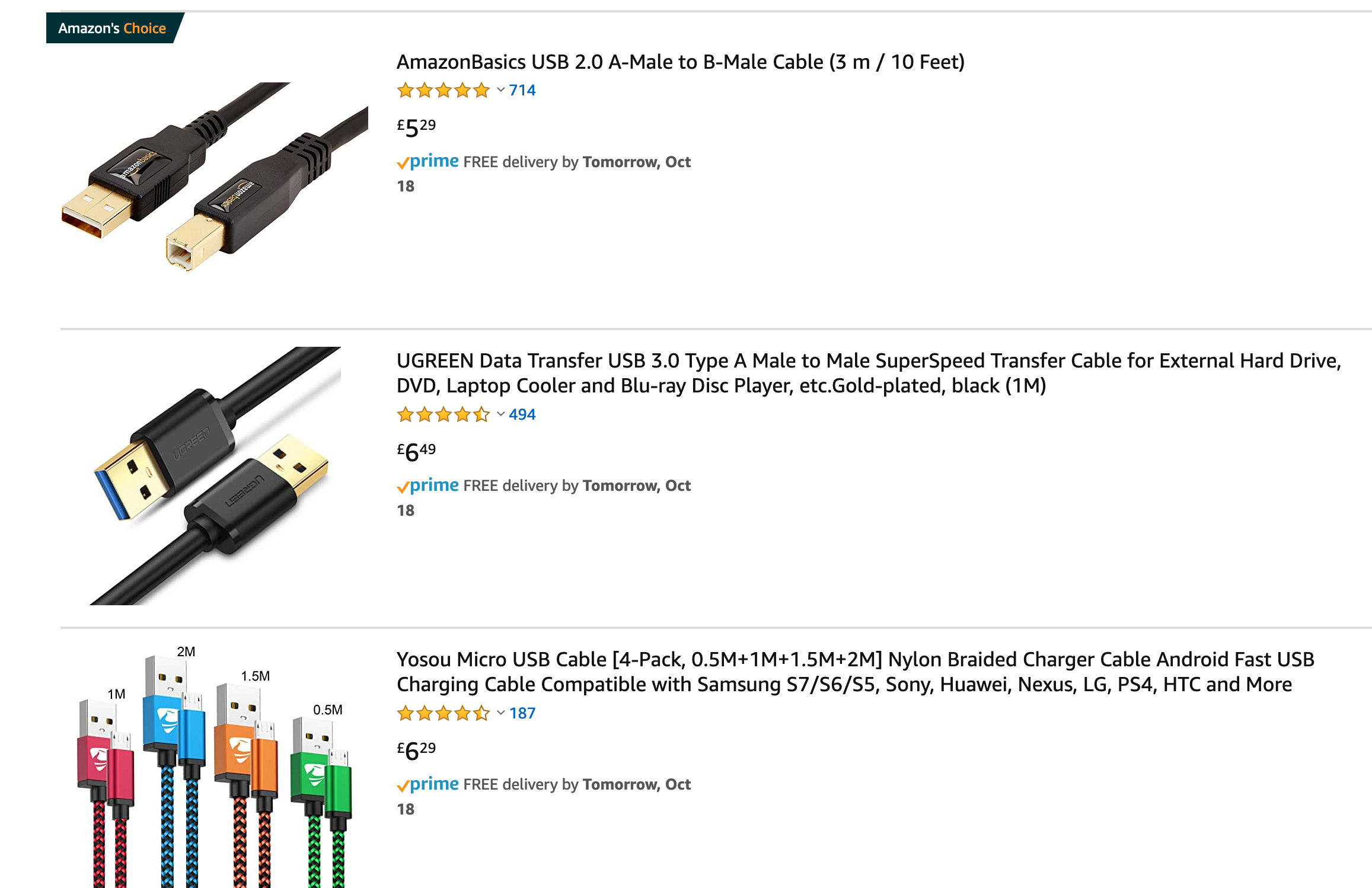 screenshot of products on Amazon, the Amazon Choice is the cheapest
