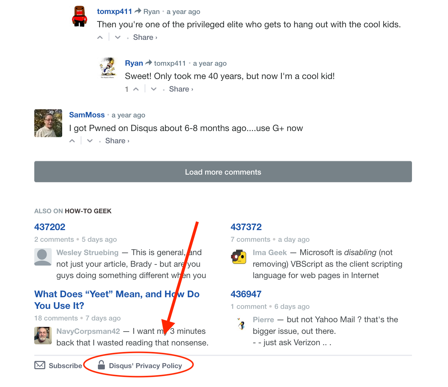 screenshot of Disqus used in how to geek