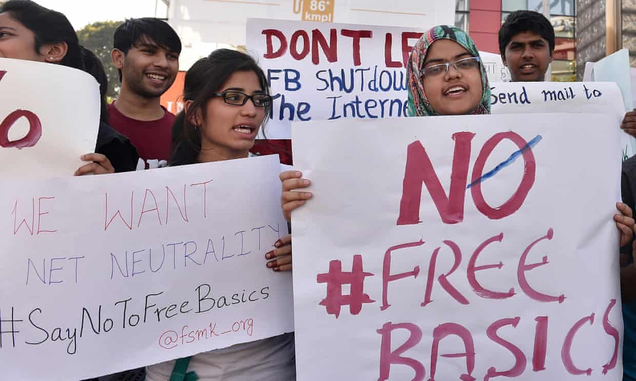 Protestors in India in support of net neutrality