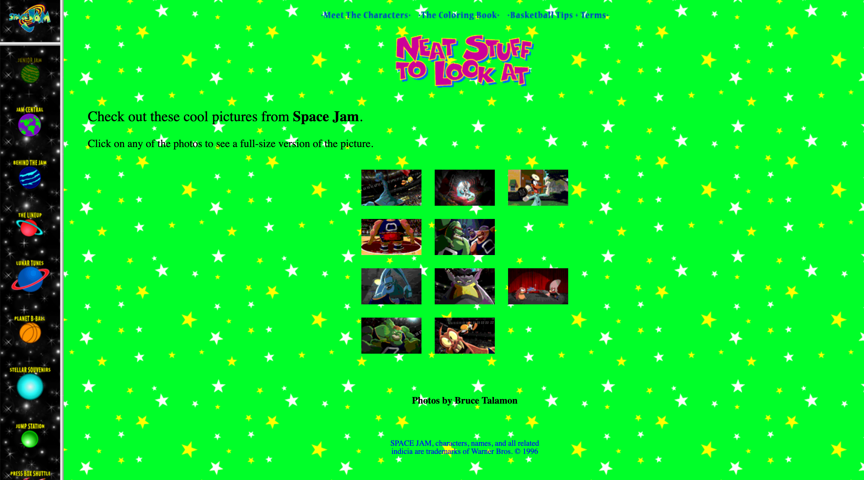 Screenshot of Spacejam website